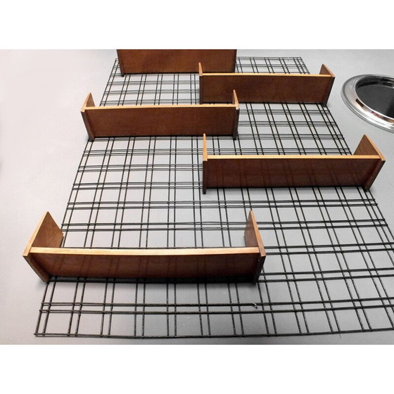 Image 1 of Vintage black lacquered iron wall bookcase with five adjustable shelves from the PFR studio by Gio Ponti, 1950