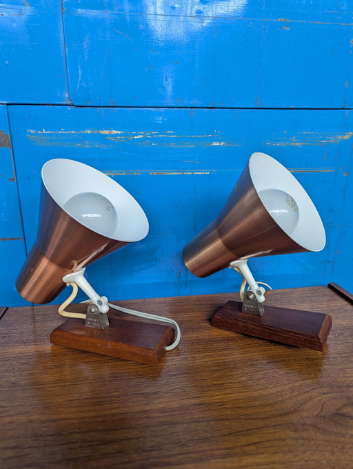 2 Vintage Copper Color Wall Lights, Denmark, 1960S