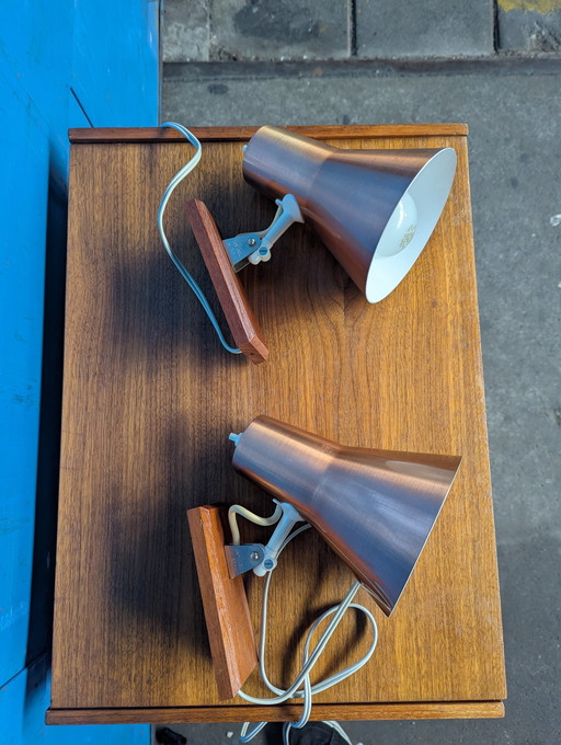 2 Vintage Copper Color Wall Lights, Denmark, 1960S