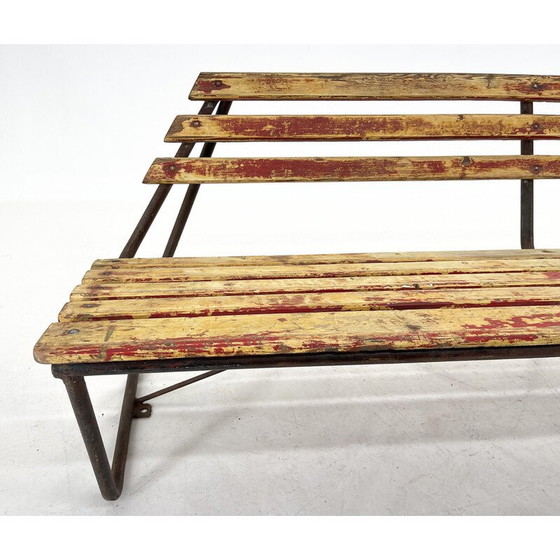 Image 1 of Vintage industrial slatted bench