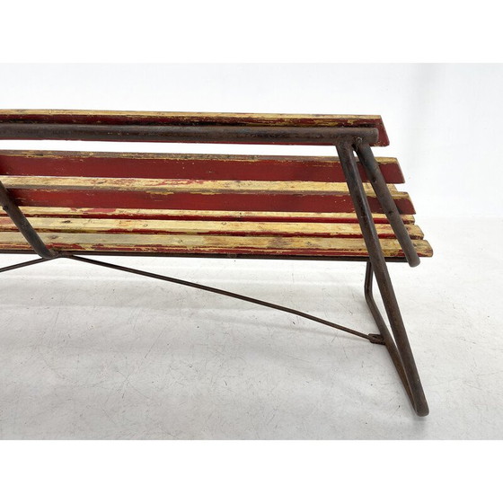 Image 1 of Vintage industrial slatted bench