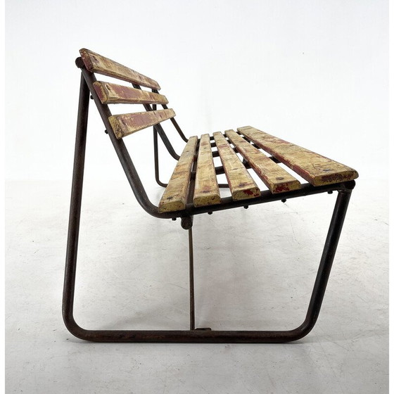 Image 1 of Vintage industrial slatted bench