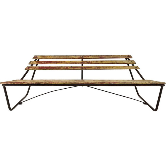 Image 1 of Vintage industrial slatted bench