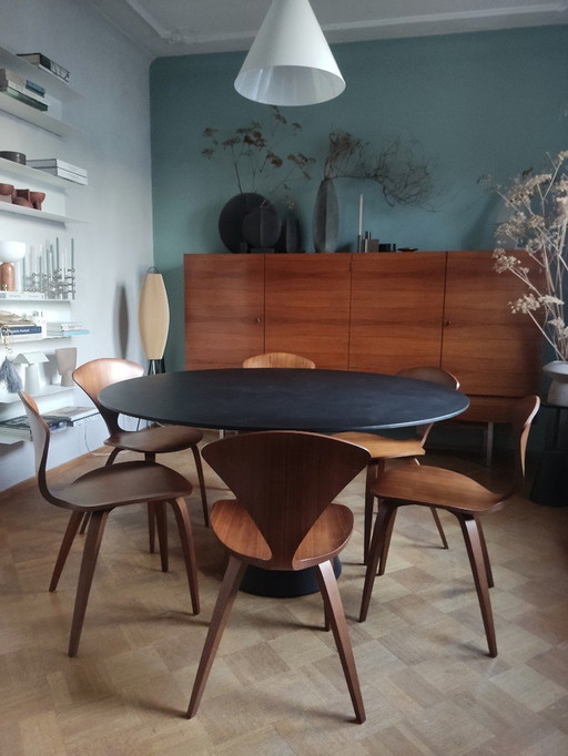 6X Cherner chairs, classic walnut, Norman Cherner 1958