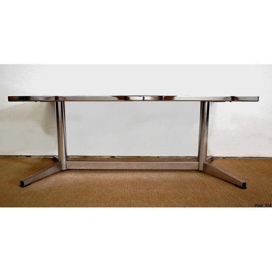 Image 1 of Vintage rectangular chrome and enamel coffee table, 1970