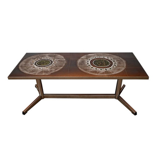 Vintage rectangular chrome and enamel coffee table, 1970