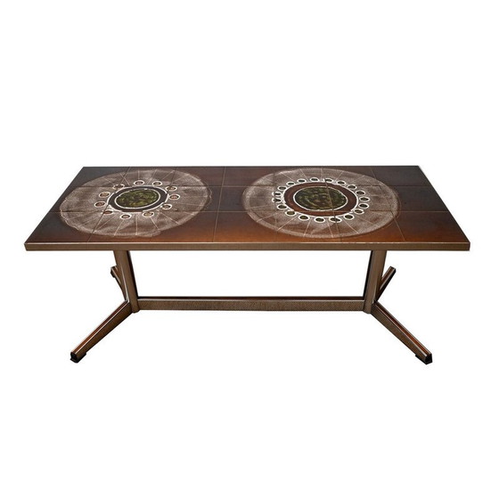 Image 1 of Vintage rectangular chrome and enamel coffee table, 1970