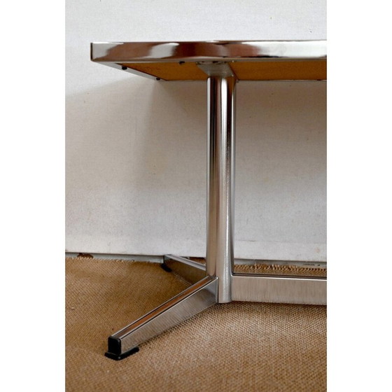 Image 1 of Vintage rectangular chrome and enamel coffee table, 1970