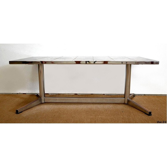Image 1 of Vintage rectangular chrome and enamel coffee table, 1970