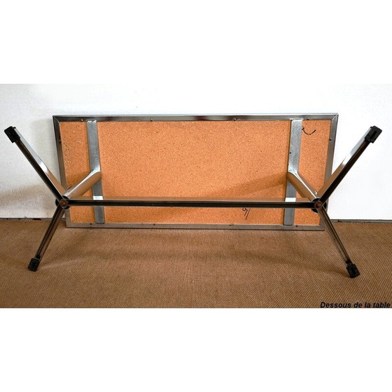 Image 1 of Vintage rectangular chrome and enamel coffee table, 1970