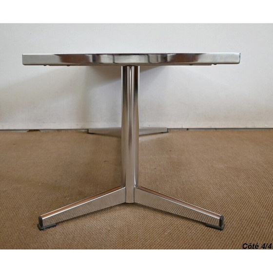 Image 1 of Vintage rectangular chrome and enamel coffee table, 1970