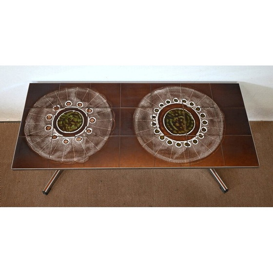 Image 1 of Vintage rectangular chrome and enamel coffee table, 1970