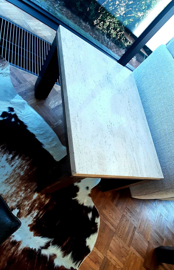 Image 1 of 2x Brutalistist vintage travertine coffee table