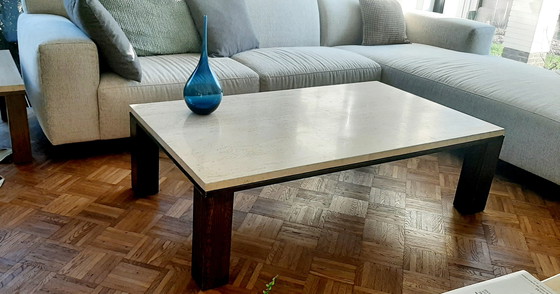 Image 1 of 2x Brutalistist vintage travertine coffee table