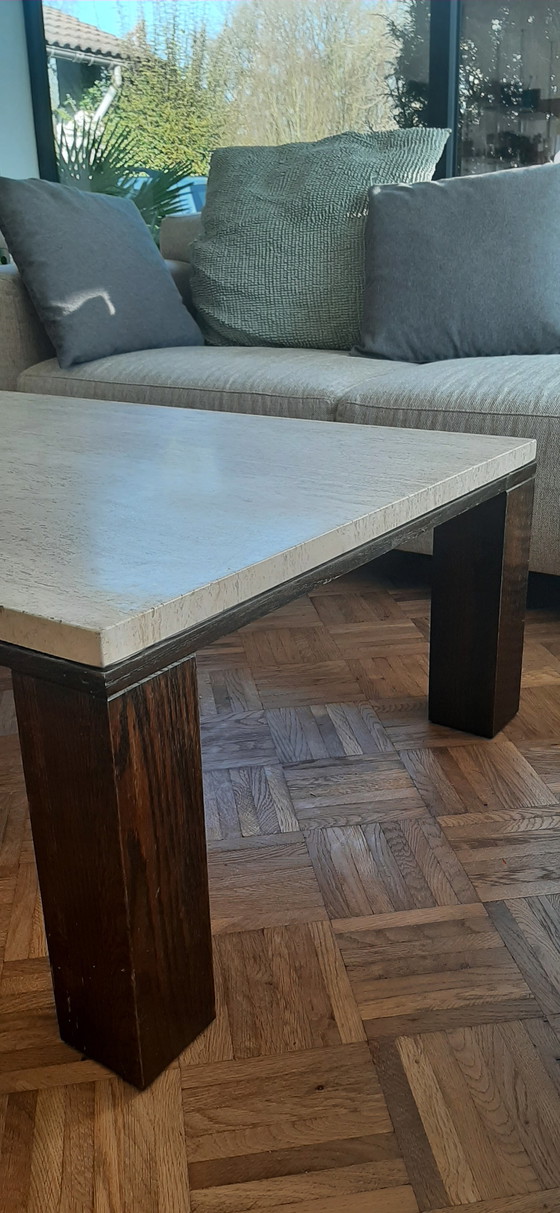 Image 1 of 2x Brutalistist vintage travertine coffee table