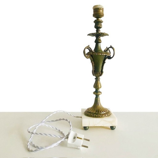 Baroque table lamp brass marble vintage
