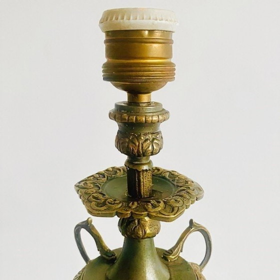 Image 1 of Lampada da tavolo barocca in ottone e marmo vintage