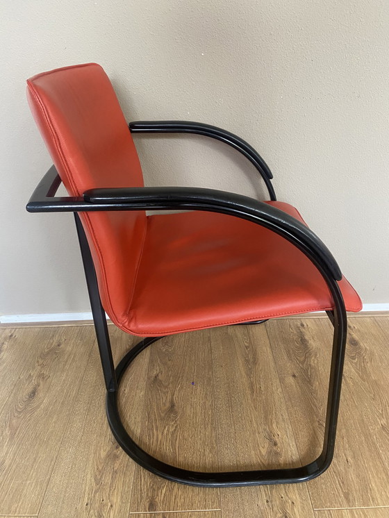 Image 1 of 6x Vintage leather tube frame floating chairs
