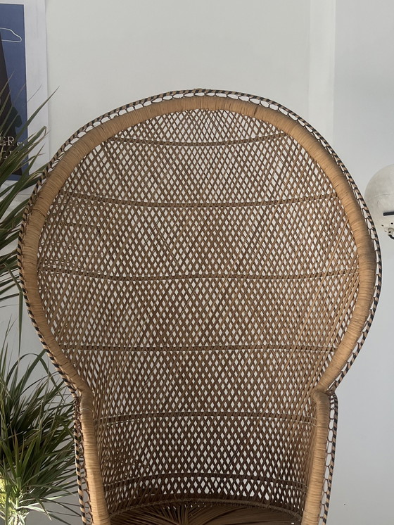 Image 1 of Vintage Bohemian Peacock Wicker Chair