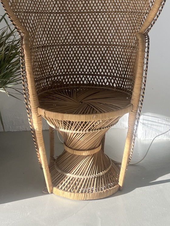 Image 1 of Vintage Bohemian Peacock Wicker Chair