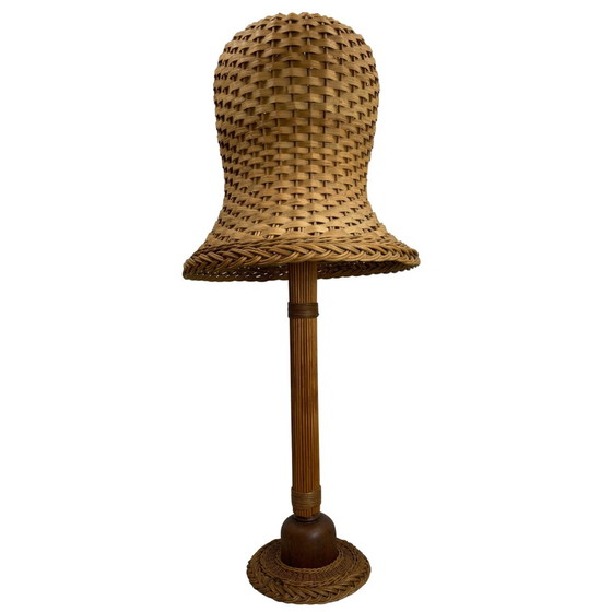 Image 1 of  Scandinavian Rattan Wicker Mushroom Floor Lamp, 1960Smid-Century Scandinavian Rattan Wicker Mushroom Floor Lamp, 196