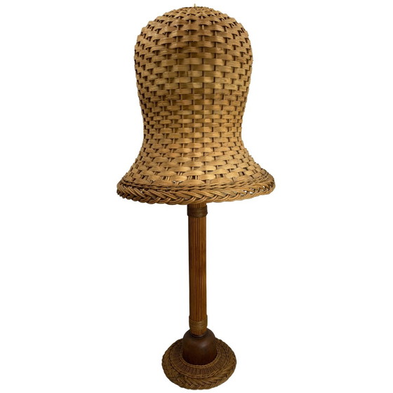 Image 1 of  Scandinavian Rattan Wicker Mushroom Floor Lamp, 1960Smid-Century Scandinavian Rattan Wicker Mushroom Floor Lamp, 196