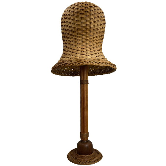 Image 1 of  Scandinavian Rattan Wicker Mushroom Floor Lamp, 1960Smid-Century Scandinavian Rattan Wicker Mushroom Floor Lamp, 196