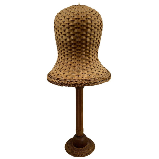 Image 1 of  Scandinavian Rattan Wicker Mushroom Floor Lamp, 1960Smid-Century Scandinavian Rattan Wicker Mushroom Floor Lamp, 196