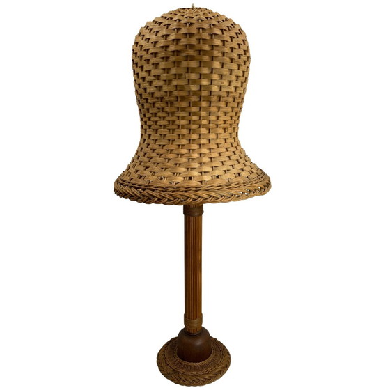 Image 1 of  Scandinavian Rattan Wicker Mushroom Floor Lamp, 1960Smid-Century Scandinavian Rattan Wicker Mushroom Floor Lamp, 196