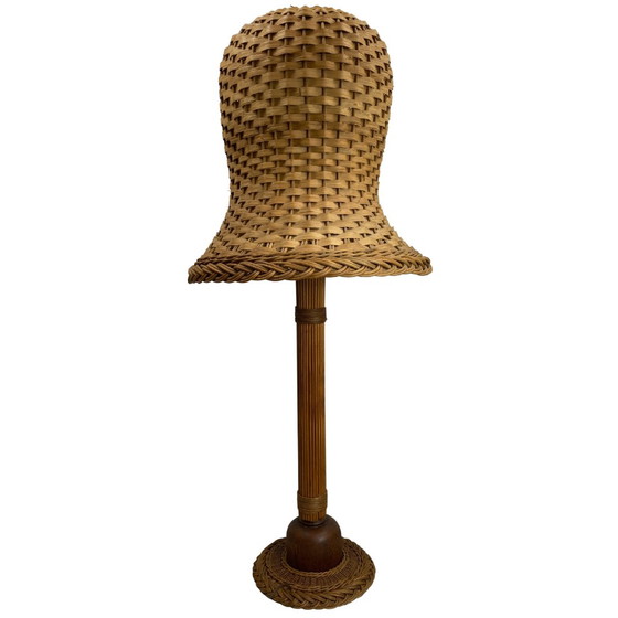 Image 1 of  Scandinavian Rattan Wicker Mushroom Floor Lamp, 1960Smid-Century Scandinavian Rattan Wicker Mushroom Floor Lamp, 196