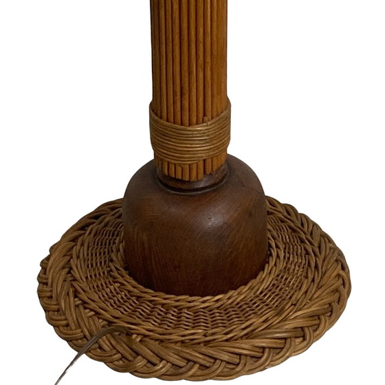 Image 1 of  Scandinavian Rattan Wicker Mushroom Floor Lamp, 1960Smid-Century Scandinavian Rattan Wicker Mushroom Floor Lamp, 196