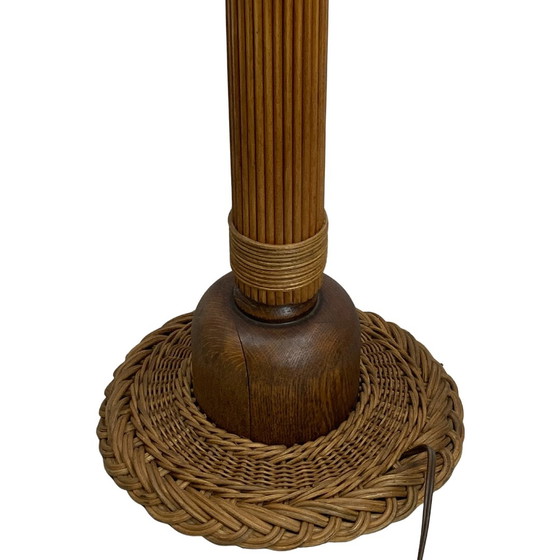 Image 1 of  Scandinavian Rattan Wicker Mushroom Floor Lamp, 1960Smid-Century Scandinavian Rattan Wicker Mushroom Floor Lamp, 196