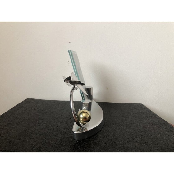 Image 1 of Vintage heavy chrome metal desk frame with 2 glasses