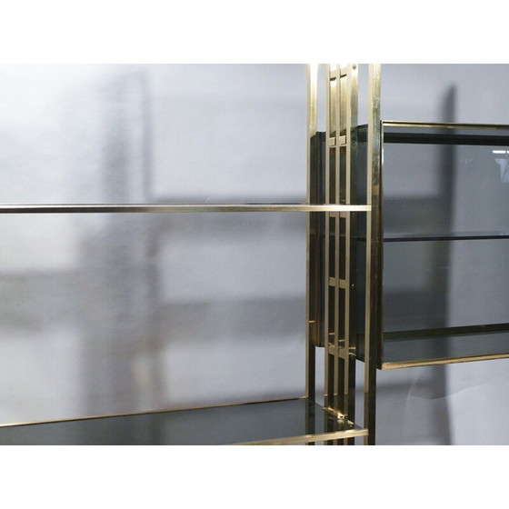 Image 1 of Vintage bookcase in black lacquer, brass and glass by Kim Moltzer, 1970
