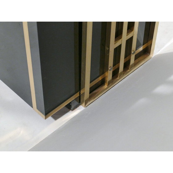 Image 1 of Vintage bookcase in black lacquer, brass and glass by Kim Moltzer, 1970