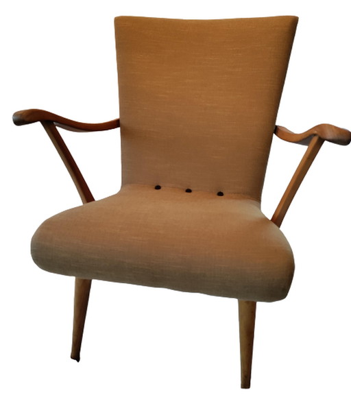 Fauteuil G.J. Van Os, années 1950, retapissé