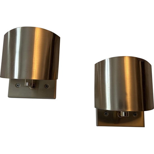 Pair of vintage brass adjustable wall lights for SCE, France 1970