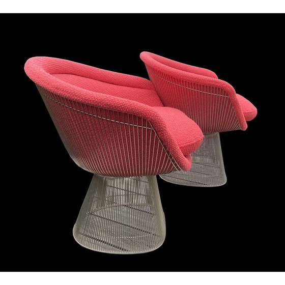 Image 1 of Pair of vintage salmon colored armchairs by Warren Platner for Knoll International