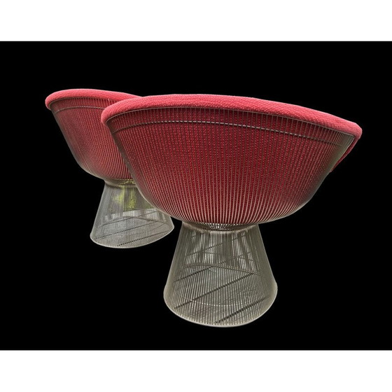 Image 1 of Pair of vintage salmon colored armchairs by Warren Platner for Knoll International
