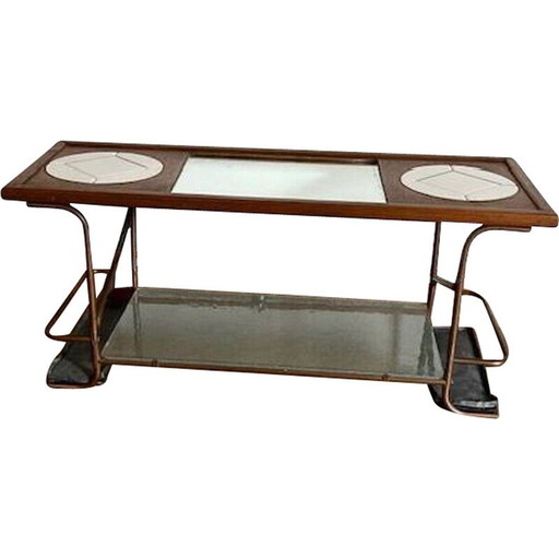 Vintage coffee table in wood and iron