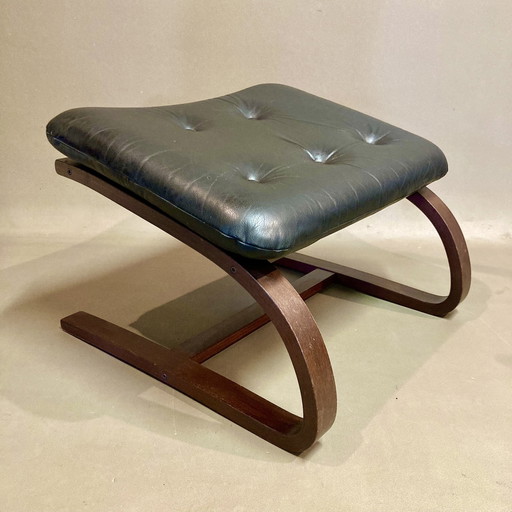 Scandinavian Design" leather ottoman 1960.