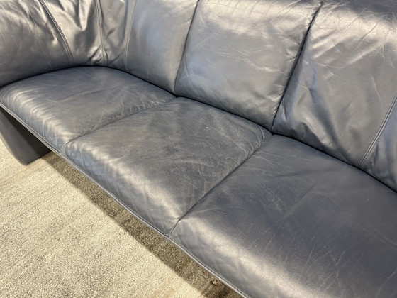 Image 1 of Leolux Scarabee Sofa 3 Seater Blue Leather