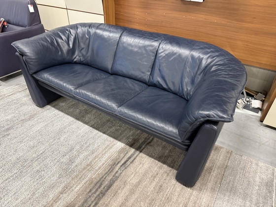 Image 1 of Leolux Scarabee Sofa 3 Seater Blue Leather