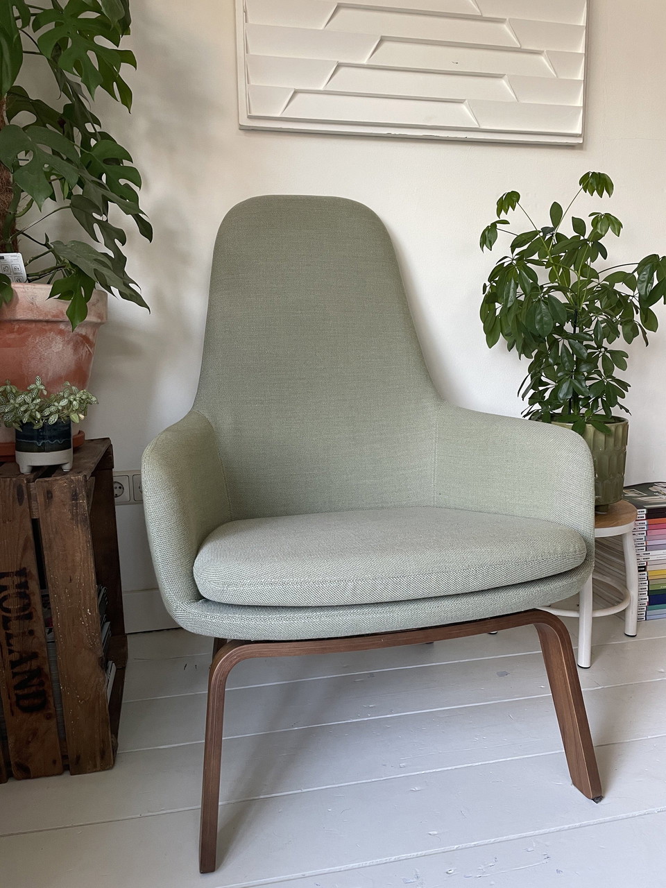 Normann Copenhagen Armchair Light Green With Walnut Wooden Legs 630 Whoppah