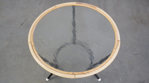 Vintage Round Rattan Side Table/ Coffee Table