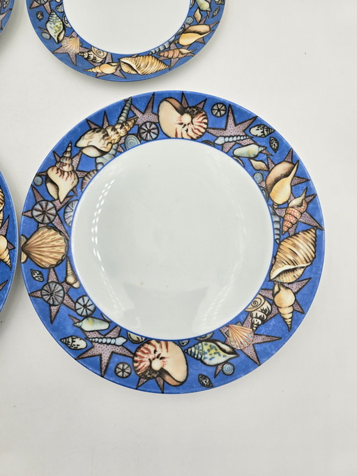 4 "Fruits De Mer" Jacques Coeur Porcelain Plates