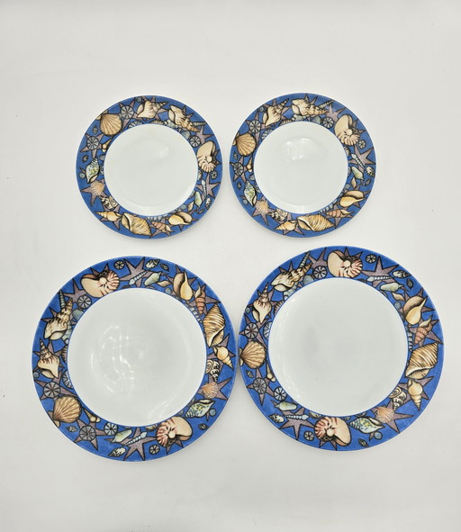 4 "Fruits De Mer" Jacques Coeur Porcelain Plates