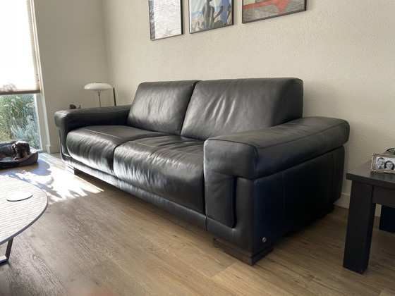 Image 1 of Natuzzi Black Leather Sofa