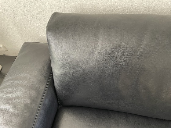 Image 1 of Natuzzi Black Leather Sofa