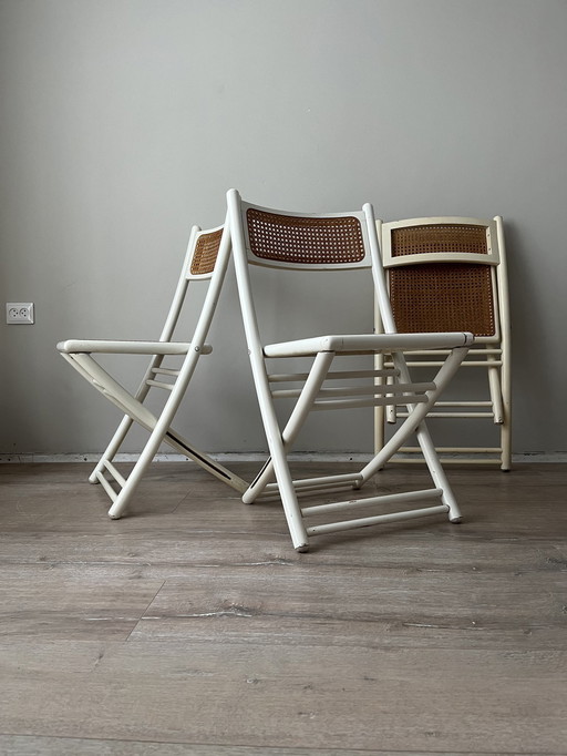 3x Vintage Set Folding Webbing Chairs 1980 Italy